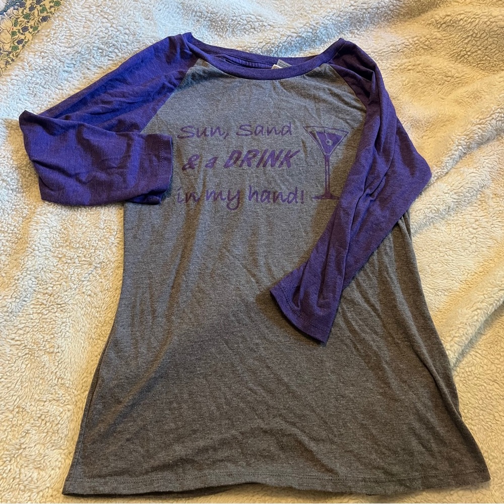 Purple and Gray Graphic Raglan Tee